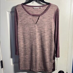 Harmony Balance Heather Pink Purple Cut Out Relaxed Tunic Top Medium